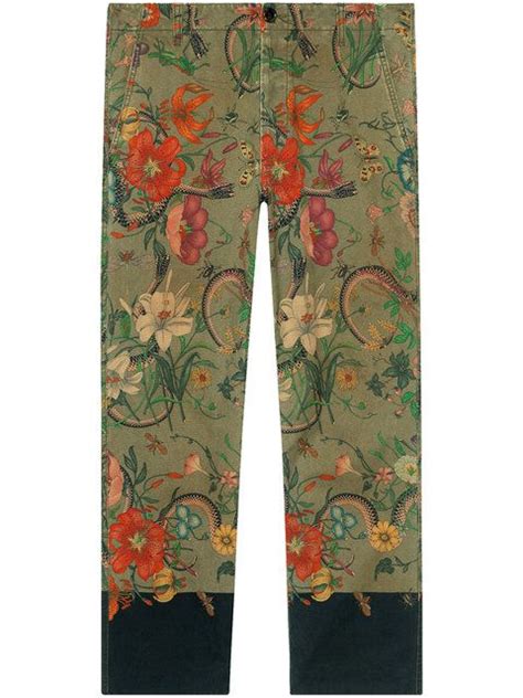 [FIND] Gucci Flora Snake Print Cotton Chino Pants : 